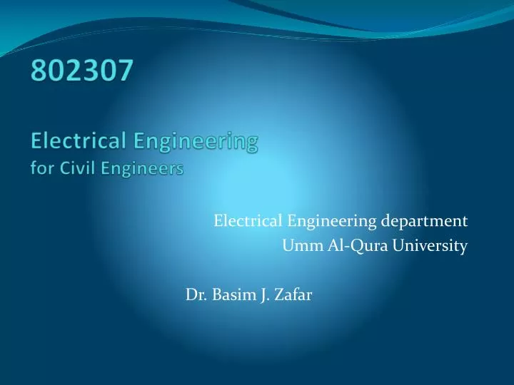802307 electrical engineering for civil engineers