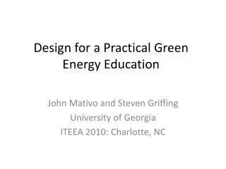 Design for a Practical Green Energy Education