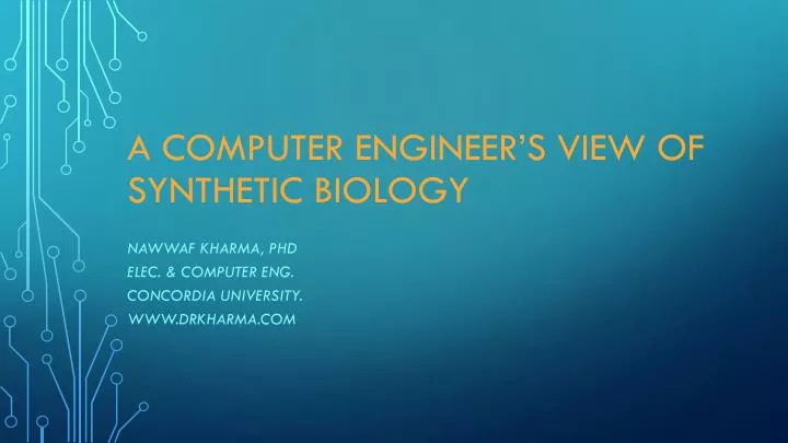 a computer engineer s view of synthetic biology