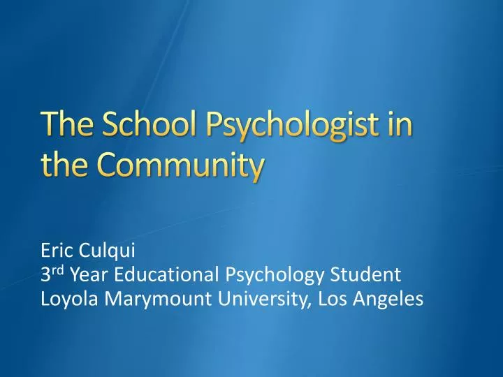 the school psychologist in the community