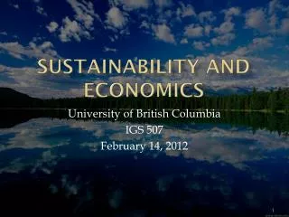 Sustainability and Economics