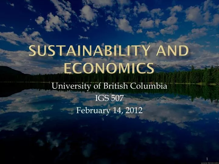 sustainability and economics