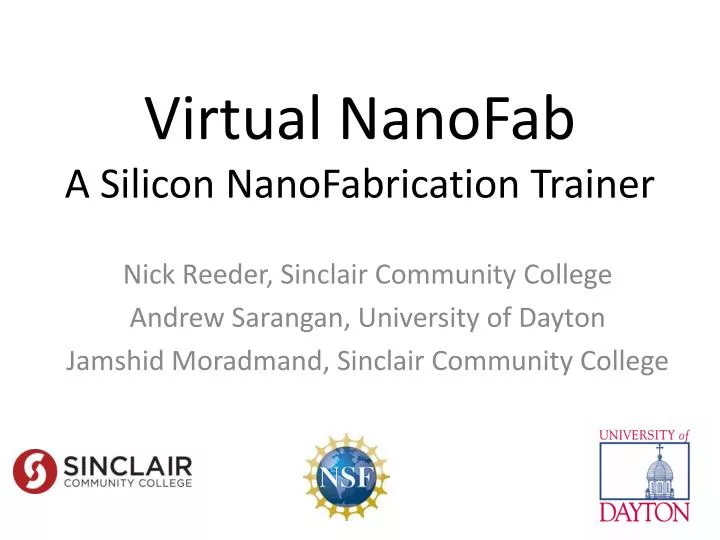 virtual nanofab a silicon nanofabrication trainer