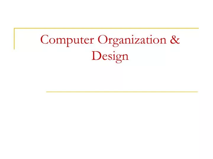 computer organization design