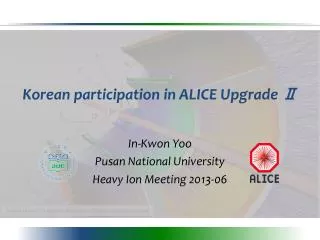 Korean participation in ALICE Upgrade ?