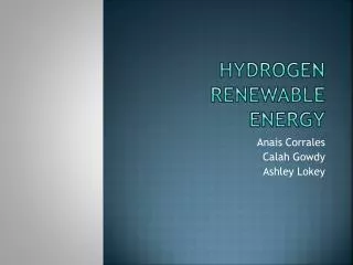 Hydrogen Renewable Energy