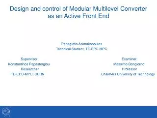 D e sign and control of Modular Multilevel Converter as an Active Front End