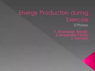 Energy Producton during Exercise