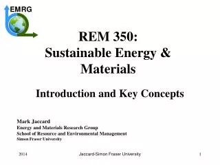 REM 350: Sustainable Energy &amp; Materials