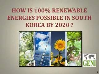 HOW IS 100% RENEWABLE ENERGIES POSSIBLE IN SOUTH KOREA BY 2020 ?