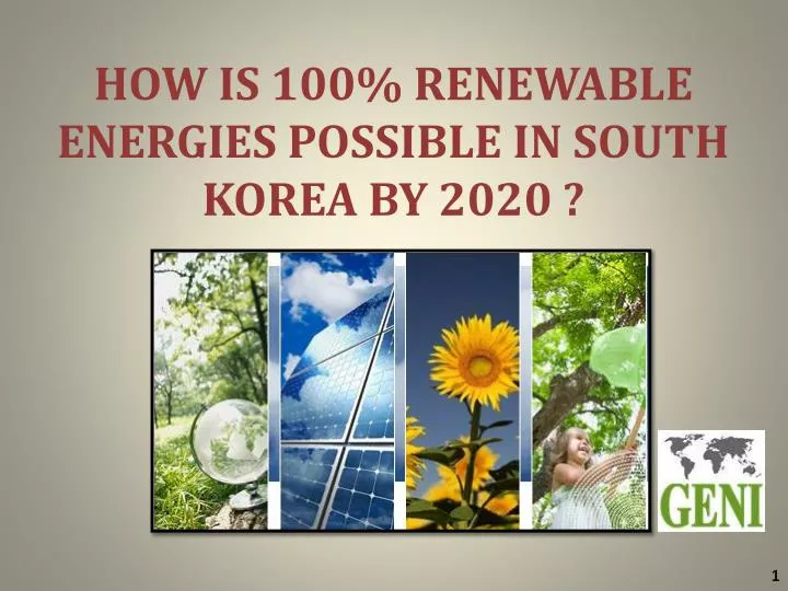 how is 100 renewable energies possible in south korea by 2020