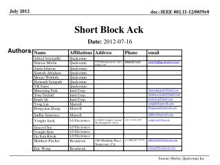 Short Block Ack