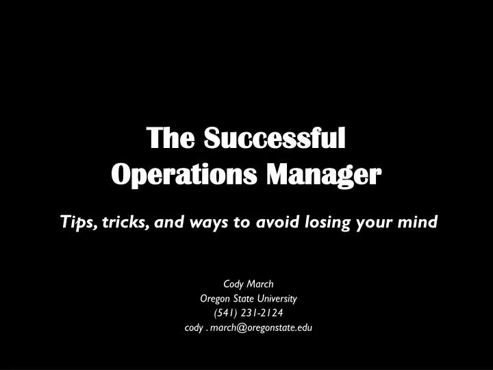 the successful operations manager