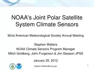 NOAA's Joint Polar Satellite System Climate Sensors