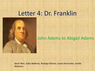 Letter 4: Dr. Franklin