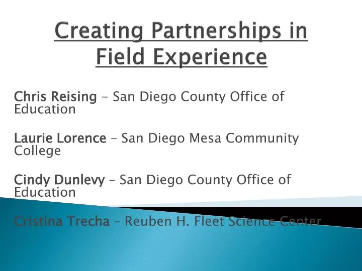 creating partnerships in field experience