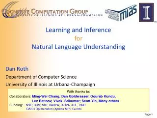 Learning and Inference for Natural Language Understanding