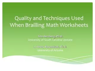Quality and Techniques Used When Brailling Math Worksheets