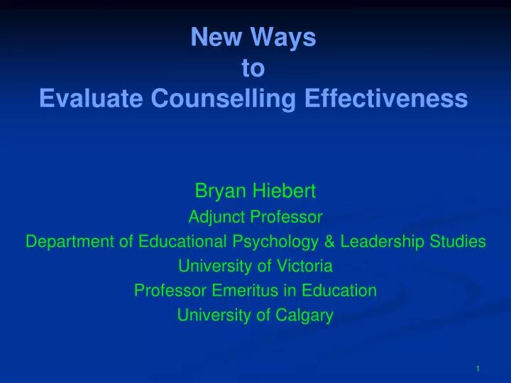 new ways to evaluate counselling effectiveness