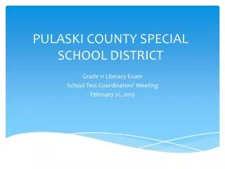 PULASKI COUNTY SPECIAL SCHOOL DISTRICT