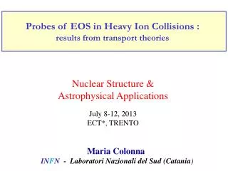 Probes of EOS in Heavy Ion Collisions : results from transport theories