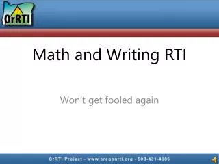 Math and Writing RTI