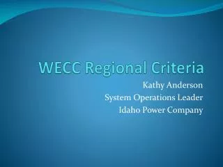 WECC Regional Criteria