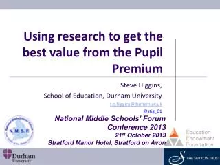 Using research to get the best value from the Pupil Premium