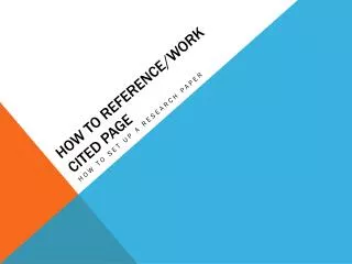How to reference/work cited page