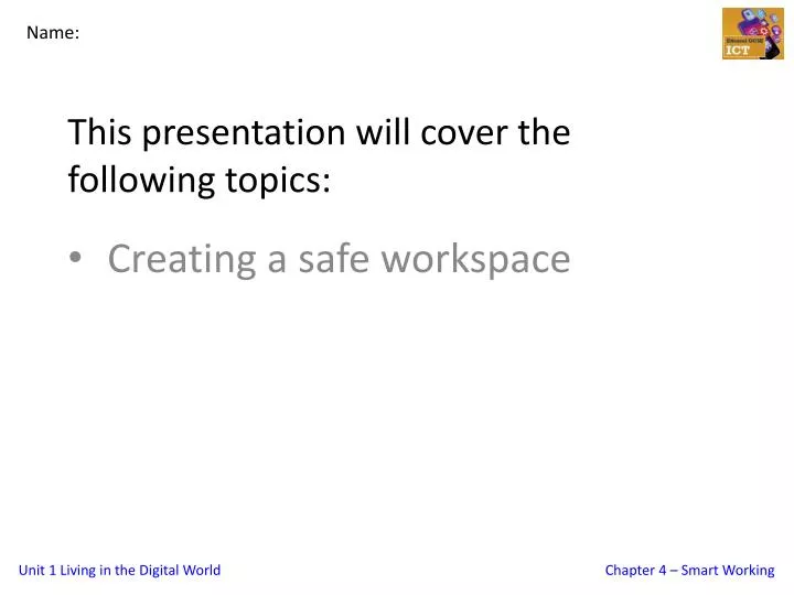 this presentation will cover the following topics