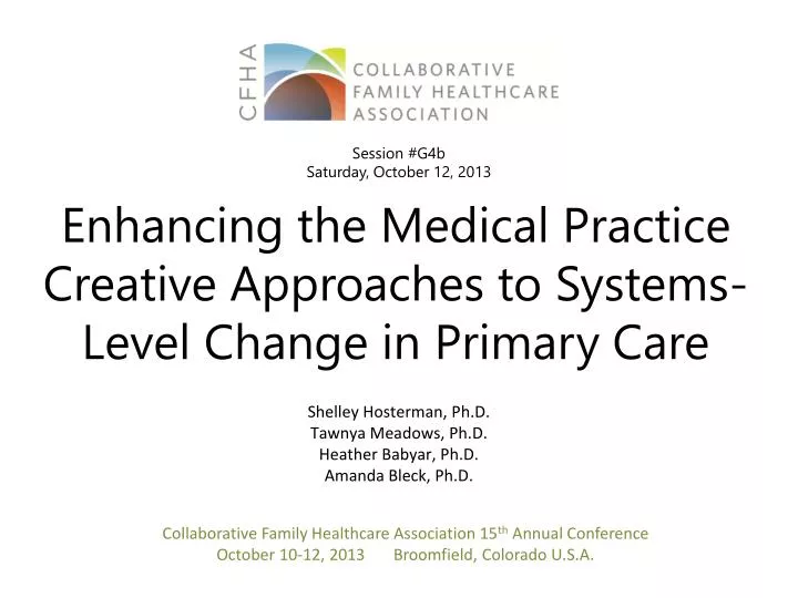 enhancing the medical practice creative approaches to systems level change in primary care