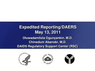 Expedited Reporting/DAERS May 13, 2011