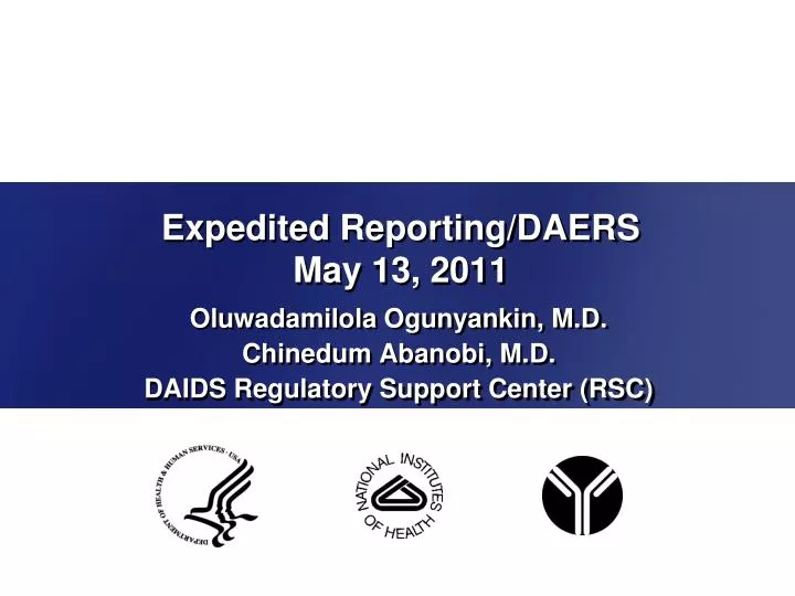 expedited reporting daers may 13 2011