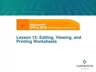 Lesson 15: Editing, Viewing, and Printing Worksheets