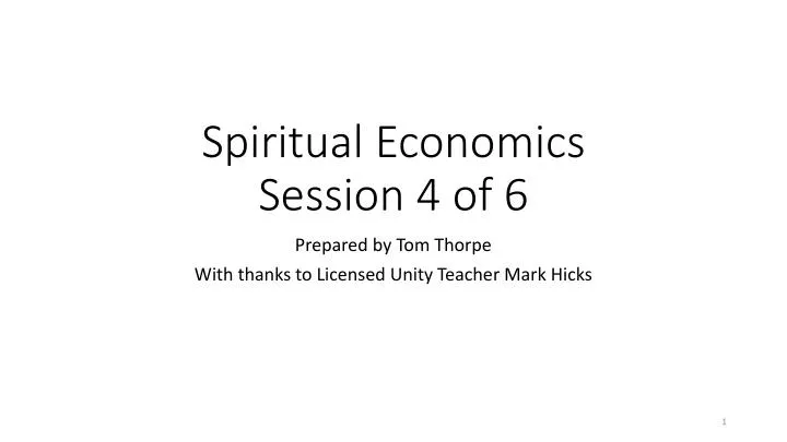 spiritual economics session 4 of 6