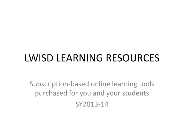 lwisd learning resources