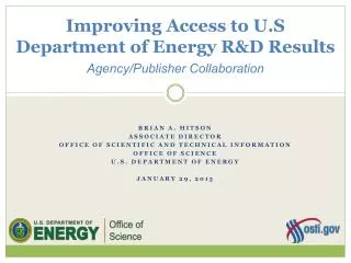 Improving Access to U.S Department of Energy R&amp;D Results Agency/Publisher Collaboration