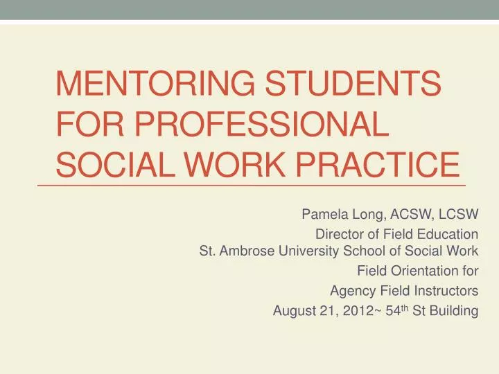 mentoring students for professional social work practice