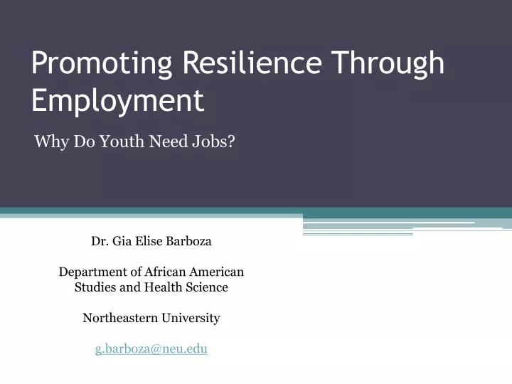 promoting resilience through employment