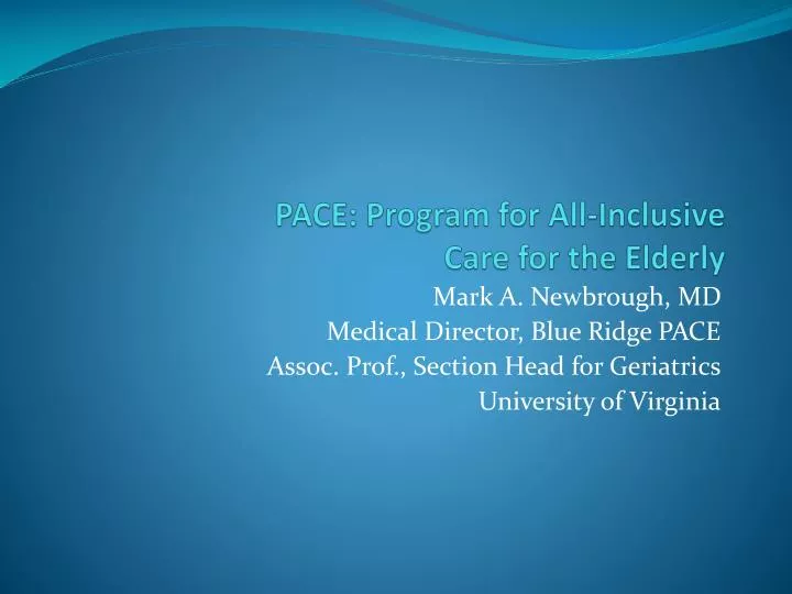 pace program for all inclusive care for the elderly