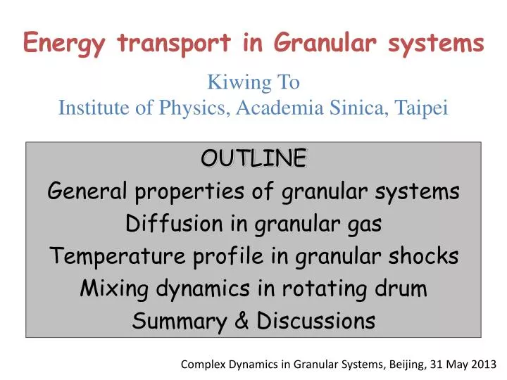energy transport in granular systems