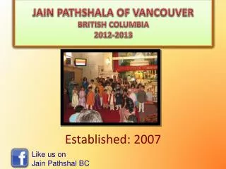 JAIN PATHSHALA OF VANCOUVER BRITISH COLUMBIA 2012-2013