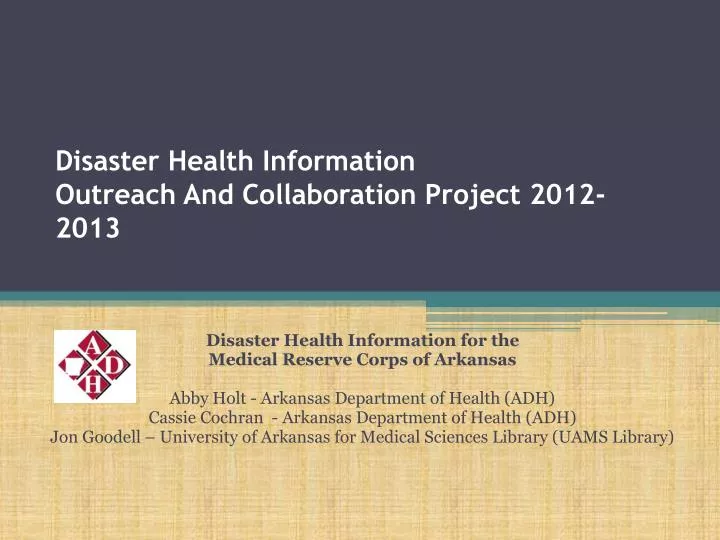 disaster health information outreach and collaboration project 2012 2013