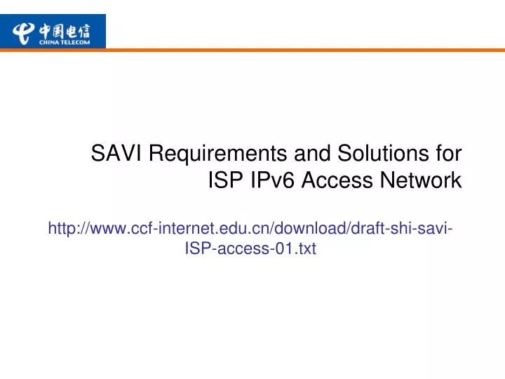 savi requirements and solutions for isp ipv6 access network