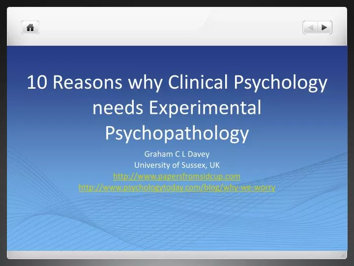 10 reasons why clinical psychology needs experimental psychopathology