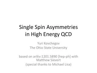 Single Spin Asymmetries in High Energy QCD