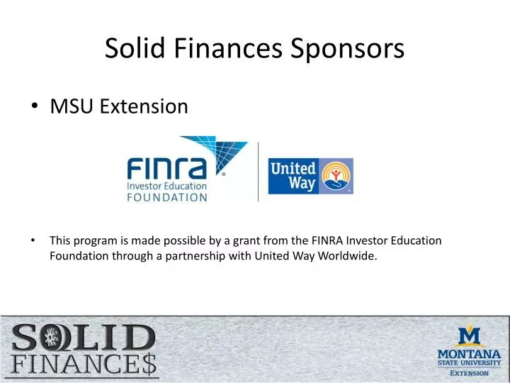 solid finances sponsors
