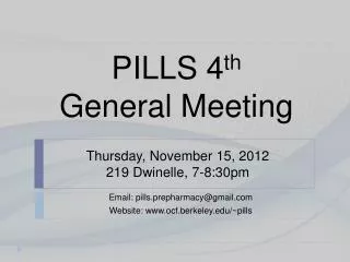 Thursday, November 15, 2012 219 Dwinelle , 7-8:30pm