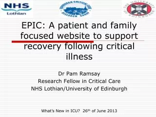 EPIC: A patient and family focused website to support recovery following critical illness