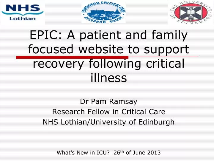 epic a patient and family focused website to support recovery following critical illness
